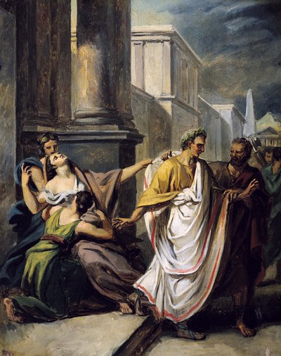 Julius Caesar (100-44 v.Chr.) op weg naar de Senaat op de Iden van Maart (studie) door Abel de Pujol